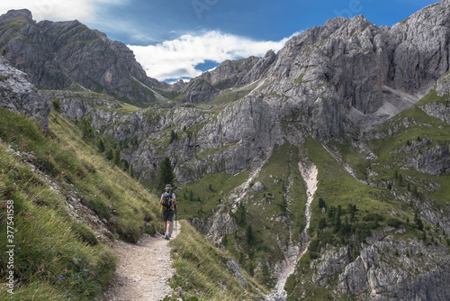Putia mountain pass on the circular hike around Sass de Putia Mountain beginning from Passo delle Erbe (Erbe pass), Dolomites, Trentino, Alto-Adige, South Tirol, Italy.  © MoVia1
