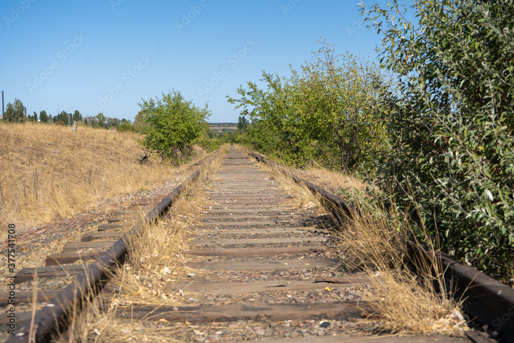 Abandoned railway on countryside close up Abandoned railway on countryside close up