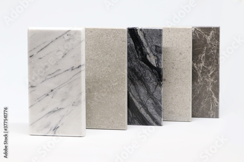 Surface of stone texture, Front view of color samples stone, Marble solid material for interior design.