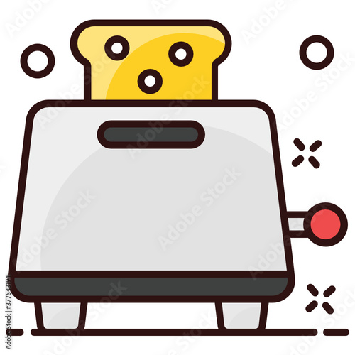 
Toaster, bread slice inside a machine depicting sandwich toaster
