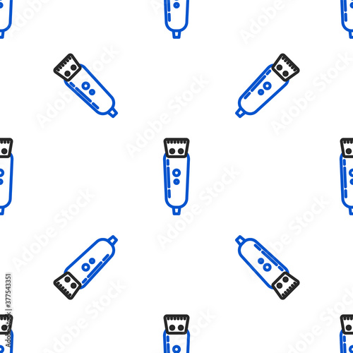 Line Electrical hair clipper or shaver icon isolated seamless pattern on white background. Barbershop symbol. Colorful outline concept. Vector.