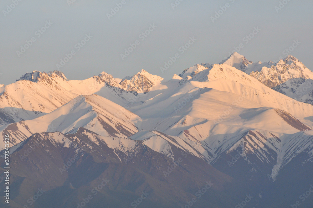 The Tian-Shan mountains pictured from Bishkek in Kyrgyzstan