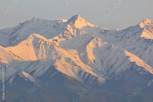 The Tian-Shan mountains pictured from Bishkek in Kyrgyzstan