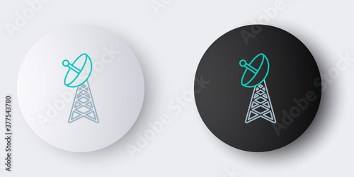 Line Radar icon isolated on grey background. Military search system. Colorful outline concept. Vector.