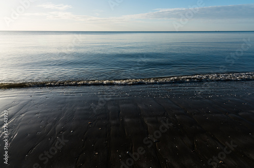 Tranquil scenery of the sea in the morning light for relaxation.