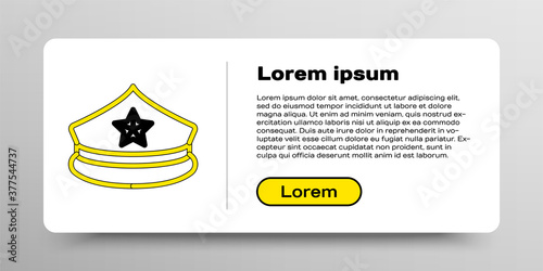 Line Police cap with cockade icon isolated on white background. Police hat sign. Colorful outline concept. Vector.
