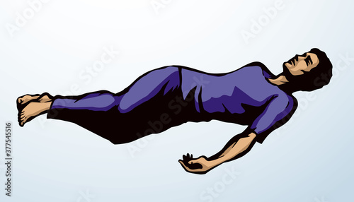 The exhausted man fell down. Vector drawing