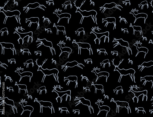 Primitive rock painting. Vector drawing