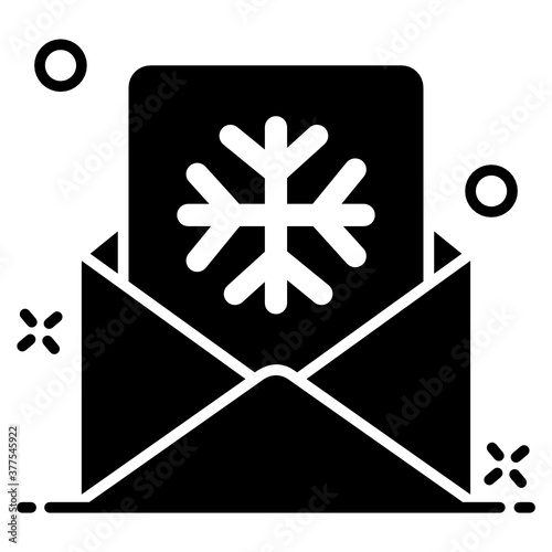  Christmas invitation icon design, envelope having paper 