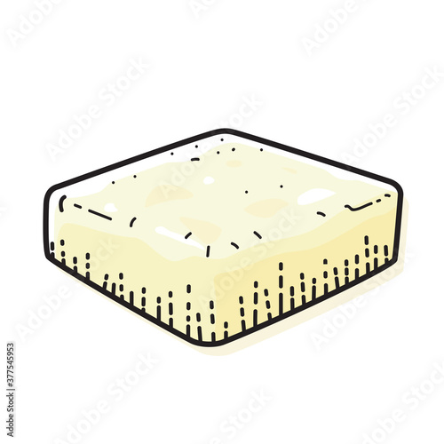 Tofu isolated on white background. Vector of shabu-sukiyaki  ingredients.