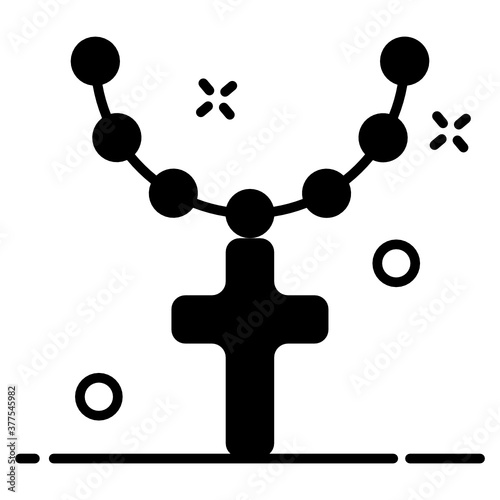 
A chain of beads, cross necklace icon in design
