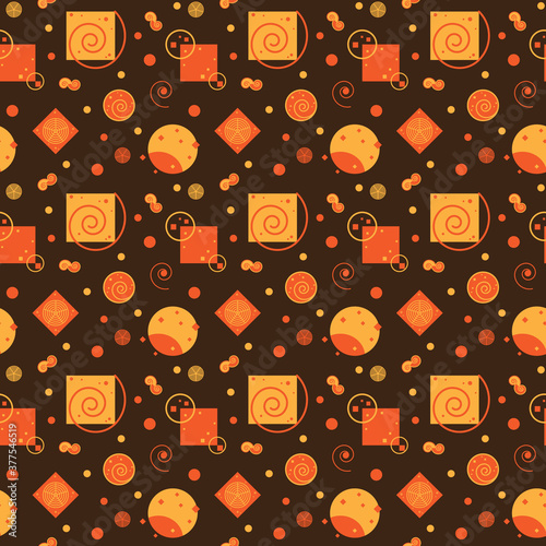 Seamless pattern, geometry shapes in warm tone