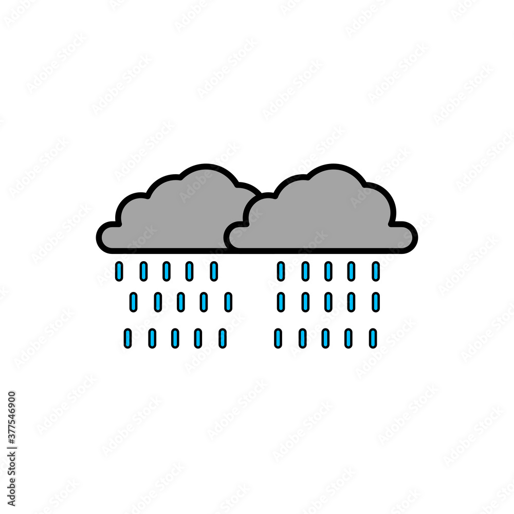 Cloudy and rainy illustration. rain icon with black cloud and falling raindrops Cloudy and rainy illustration. rain icon with black cloud and falling raindrops