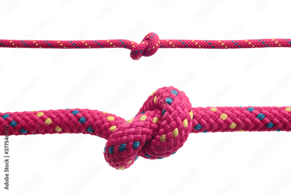Double fisherman knot isolated on white background Double fisherman knot isolated on white background