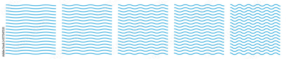 Set of wavy zigzag lines. Wave thin line background. Vector zigzag and wavy blue horizontal underline. Vector illustration EPS10.