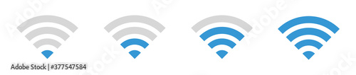 Set of Wi-Fi wireless signal icon. WiFi Zone Sign. Remote access and communication symbols. Wifi button. Vector illustration.