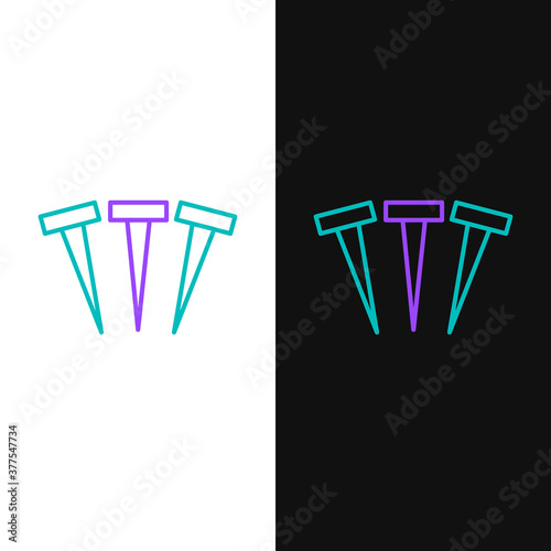 Line Metallic nails icon isolated on white and black background. Colorful outline concept. Vector.