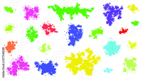Color Set Spray Collection Different Paint Splatter And Blob Splash Blot Element With Different Shapes Vector Object Brush Design Style