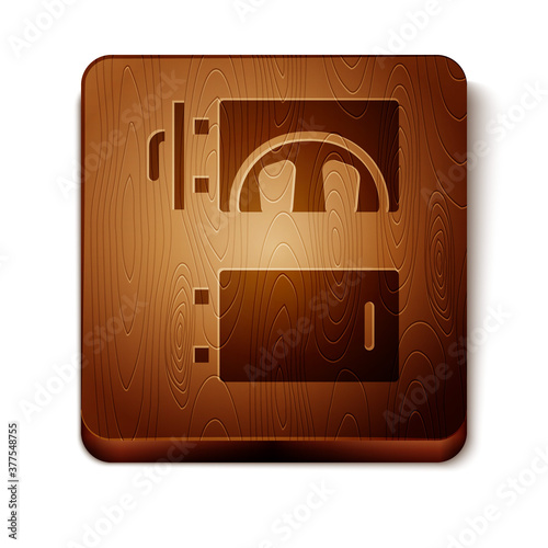 Brown Crematorium icon isolated on white background. Wooden square button. Vector.