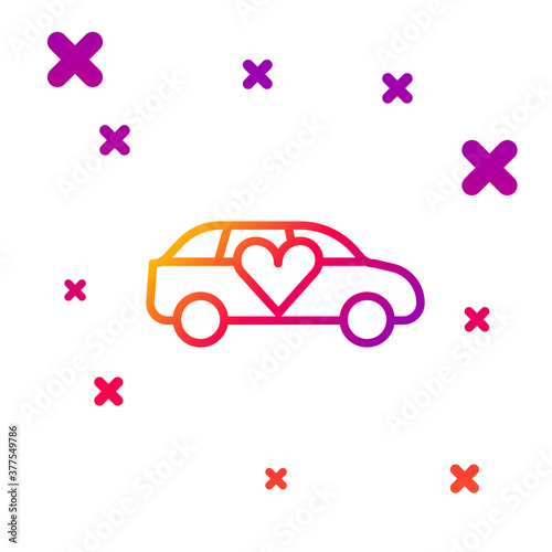 Color line Luxury limousine car icon isolated on white background. For world premiere celebrities and guests poster. Gradient random dynamic shapes. Vector.