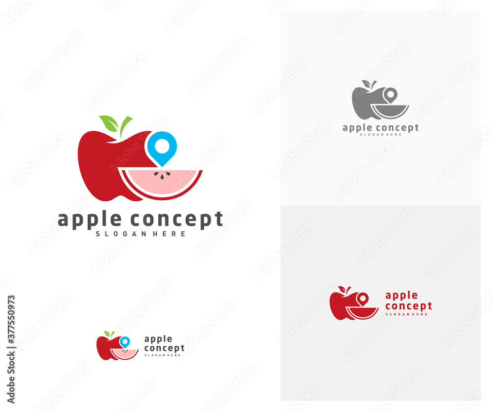 Fototapeta premium Point Apple logo design vector template, Fruits Apple icon symbol