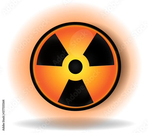 Sign of radioactive danger, pollution, made in color volume version with shadows.