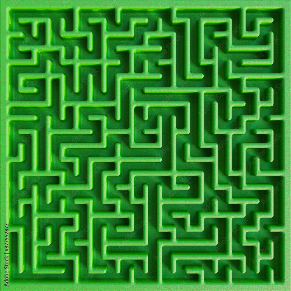 3D rendered maze with green grass 3D rendered maze with green grass