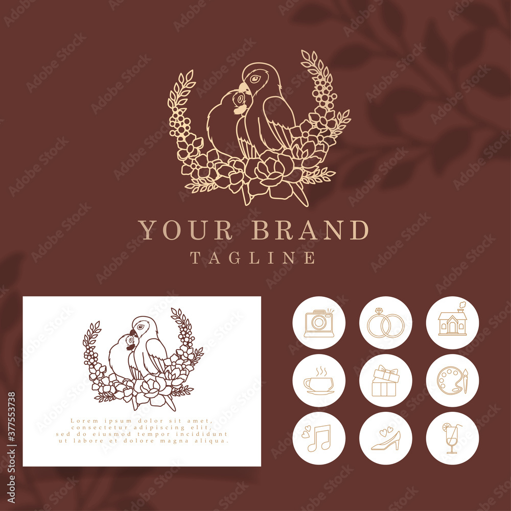 BEAUTIFUL ELEGANT COUPLE BIRD LINE ART LOGO EDITABLE TEMPLATE BEAUTIFUL ELEGANT COUPLE BIRD LINE ART LOGO EDITABLE TEMPLATE