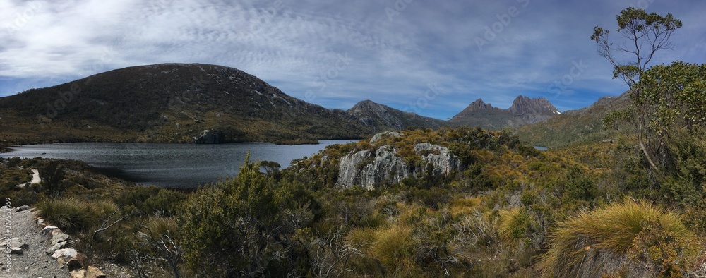 Dove Lake near Cradle Mountain in the central highlands region of Tasmania, Australia 