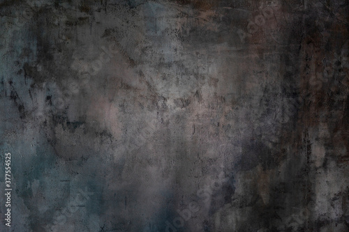 Dirty dark gray-brown concrete wall. Background. Space for text.