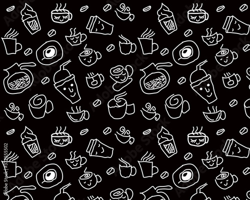 Hand drawn coffee cup icons pattern illustration