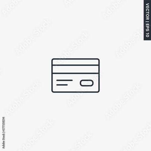 Credit card, linear style sign for mobile concept and web design
