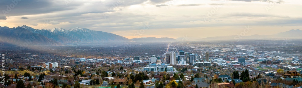 Salt Lake City, Utah USA skyline at dawn