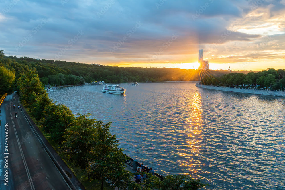 Sunset at Moskva River in Moscow