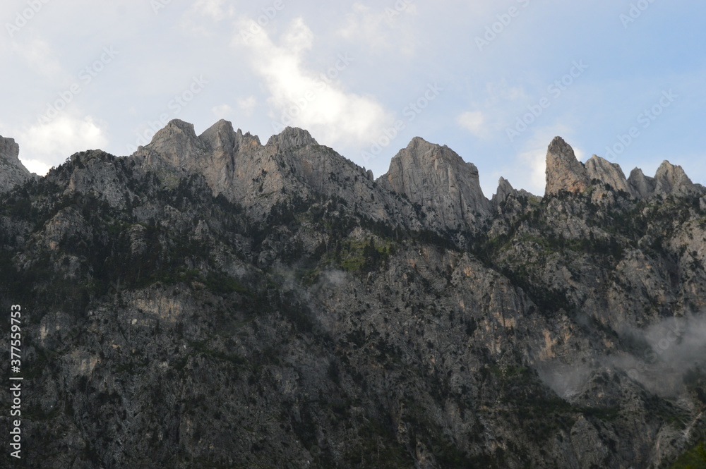 Naklejka premium The stunning mountain scenery in the Valbona Valley in Albania