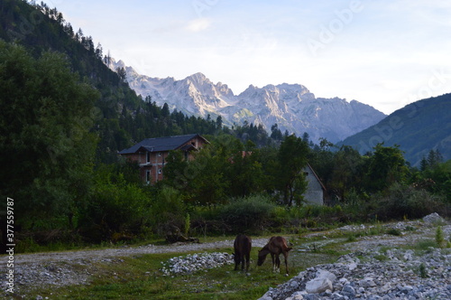 The stunning mountain scenery in the Valbona Valley in Albania