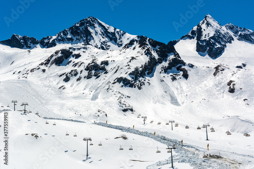 Snowy mountainous landscape in Stubai Glacier area in Tyrol, Austria © Alizada Studios