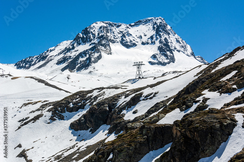 Mountainous landscape in Stubai Glacier area in Tyrol  Austria.