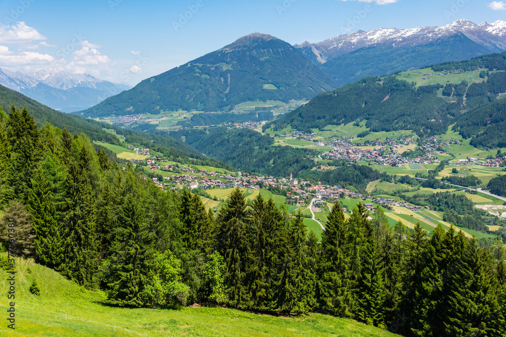 View over Fulpmes village in Tirol, Austria.