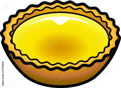 An egg tart in a fluted pastry case.