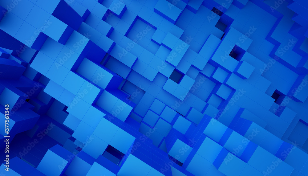 Abstract 3d render, blue geometric background design with cubes Abstract 3d render, blue geometric background design with cubes