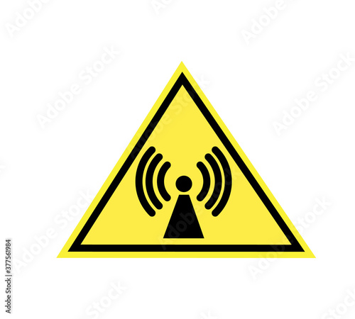 industrial warning about the sign of electromagnetic radiation, labor protection