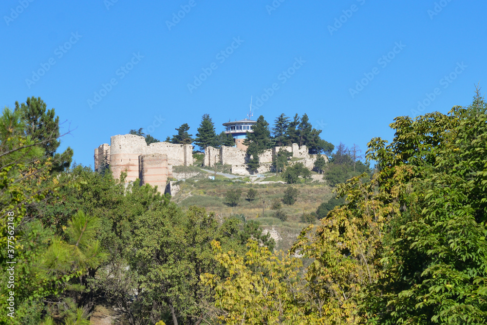 Kutahya Castle in springtime. The historic Castle is amain tourist magnet in the city  - Kutahya, Turkey