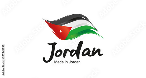 Made in Jordan handwritten flag ribbon typography lettering logo label banner