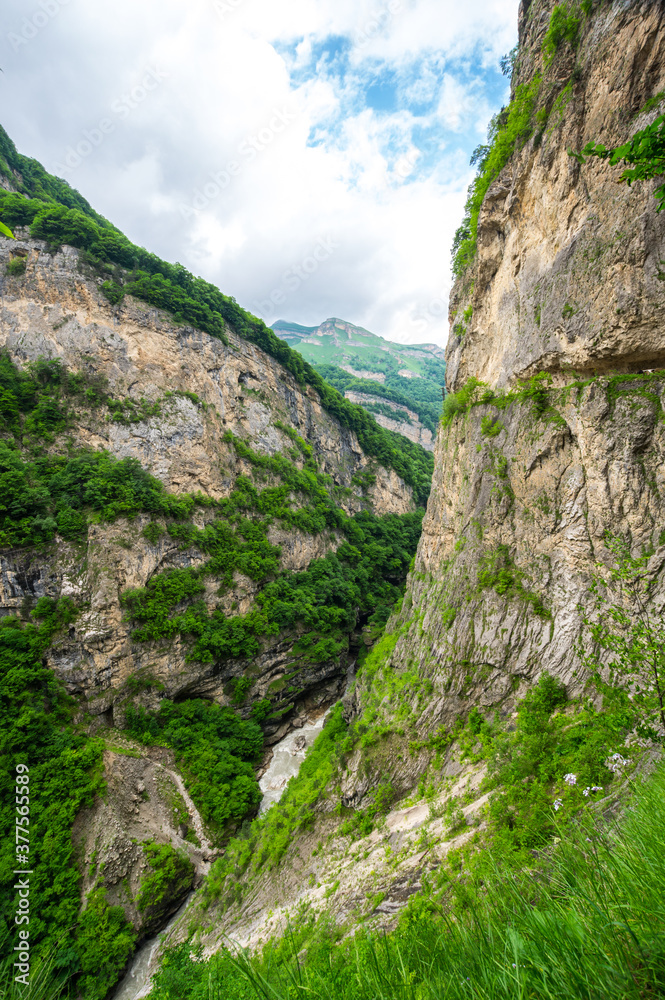 Cherek gorge in the Caucasus mountains in Russia