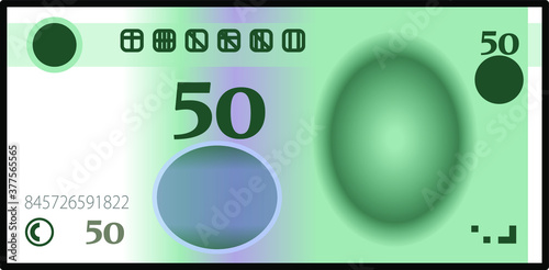 A stylized iconic 50 yuan Chinese renminbi RMB bank note / paper money. China CNY.