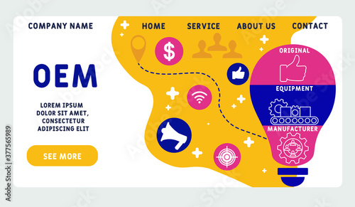 Vector website design template . OEM  - Original Equipment Manufacturer. illustration for website banner, marketing materials, business presentation, online advertising.