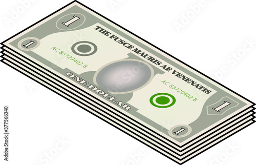 A bundle of stylized iconic $1 USD bank notes / paper money. USA USD.