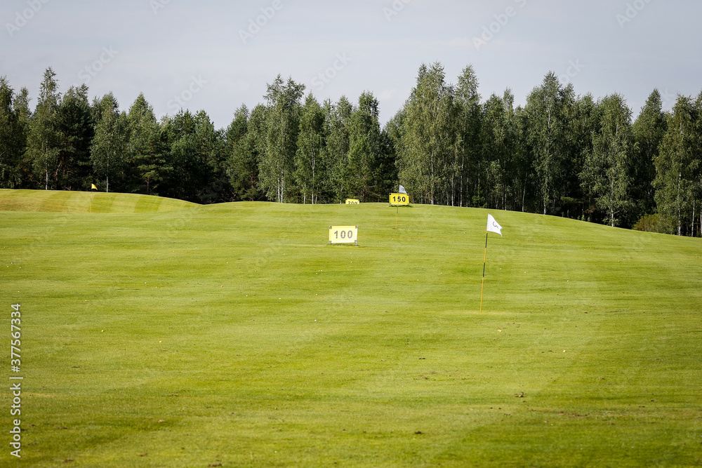 The Summer landscape golf course panorama and background. The Summer landscape golf course panorama and background.