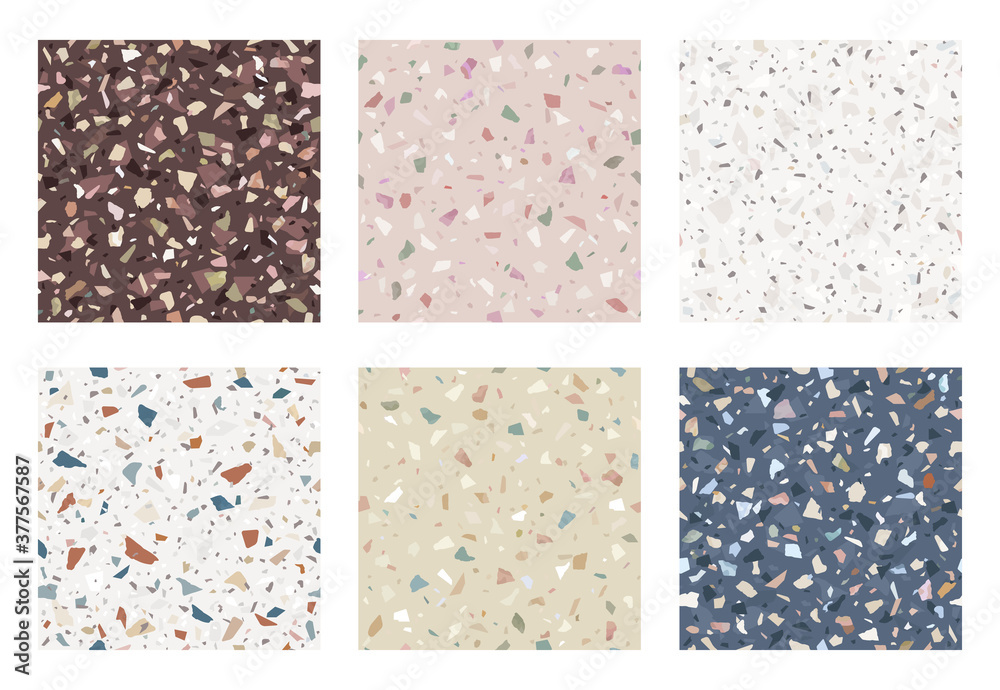 Set of granite stone terrazzo floor texture. Abstract background ...